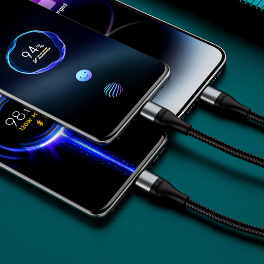 120w金属一拖三数据线3部手机同时充苹果15/16可用 商品图3