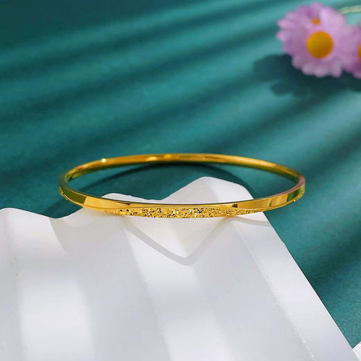 【限时克减150元】足金999 #CNC #碎碎冰 5G黄金实心固口手镯镜面金碎碎冰波纹AB面手镯线镯（面宽约2.5-2.9mm）(BN5GSZ00007)（预售产品下单后不退款不退货不换货不补差价） 商品图0