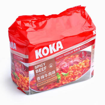 KOKA 可口方便面 香辣牛肉味快熟宽面 85g*5 新加坡进口 /粮油调味 /方便食品 /方便面 商品图0
