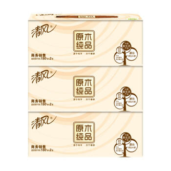 清风抽纸 擦手纸2层180抽*36盒 盒装抽纸餐巾纸 酒店商务商用整箱批发 /家庭清洁/纸品 /清洁纸品 /抽纸 商品图3
