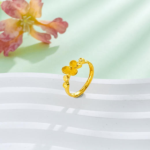 【限时克减150元】足金999.9 #婚庆  #日常佩戴 #浪漫花卉  实心花形活口戒指小幸运三叶草花卉女戒活口女戒(AUWZJZ00004)（预售产品下单后不退款不退货不换货不补差价） 商品图1