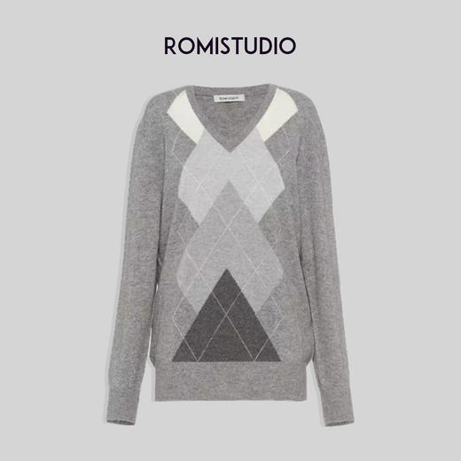 ROMI STUDIO高品质  复古学院风菱格撞色羊毛毛衣M2288 商品图0