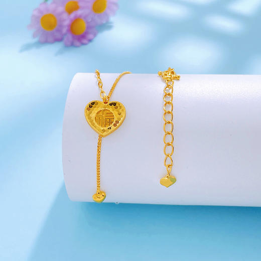 【限时克减150元】足金999.99 【精品】五9黄金实心AB项链福至心灵爱心流苏鱼鳞心形福牌调节套链(BFWJTL00089)预售产品下单后不退款不退货不换货不补差价 商品图0