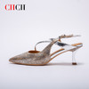 CHCH祈祈尖头包头凉鞋女2025夏季新款银色羊皮高跟浅口单鞋CP1B2021 商品缩略图4