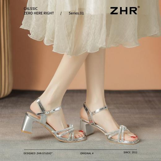 ZHR仙女水钻凉鞋2025夏季新款时尚超仙一字带粗跟凉鞋轻便高跟鞋 商品图8
