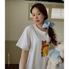 【会呼吸的冰瓷棉】夏季新款睡裙女黑猫熊熊卡通萌宠蕾丝冰棉大T裙 休闲圆领短袖短裤套装 商品缩略图1