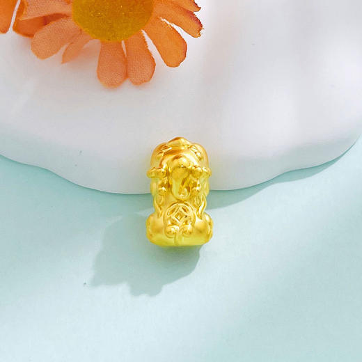 【限时7.5折】【定价黄金】足金 #儿童/宝宝 #招财进宝 3D硬金空心吉祥如意铜钱貔貅DIY手串配件(面宽约13.5*8.3mm)(AU3DSC00031)（预售产品下单后不退款不退货不换货不补差价 商品图1