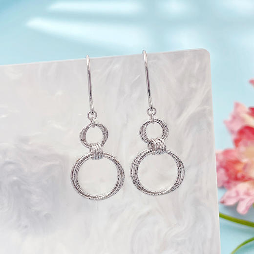 【限时8.8折】【线上铂金馆】PT950 #莫比乌斯 #绕线 【国际铂金协会  精品】铂金镂空极简几何绕线双环耳饰耳吊耳钩(BES00255)（预售4-7天发货，一经下单不支持退款） 商品图0