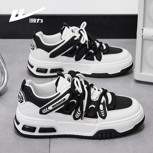 回力男式黑白板鞋春季新款运动鞋厚底小白鞋学生情侣百搭休闲运动 商品图0