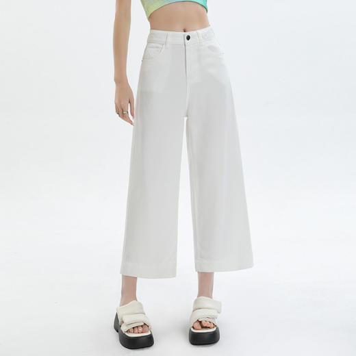 百媚生 天丝莱赛尔超薄八分直筒裤九分阔腿裤5308 商品图7