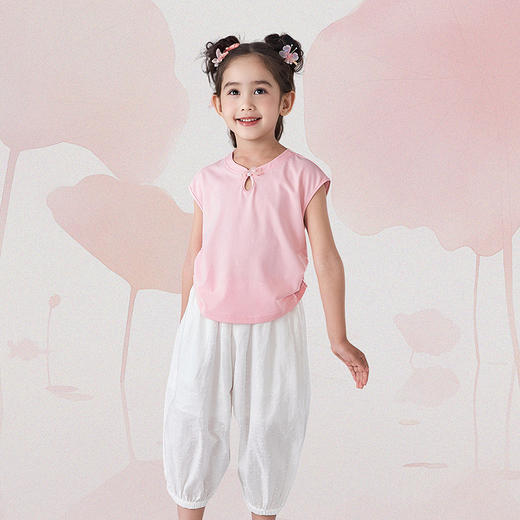 笛莎Deesha观山见女童T恤2025夏季女童汉服T恤 商品图3