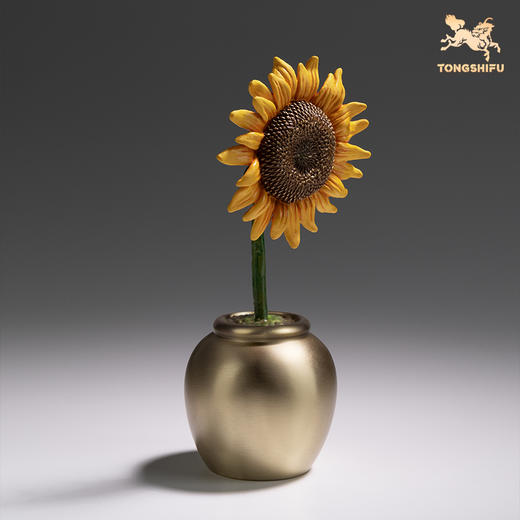 铜师傅《一举夺魁》客厅桌面铜向日葵摆件 家居装饰工艺品 商品图3