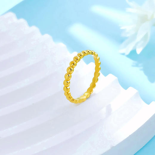 【限时克减150元】足金999 5G黄金实心固口戒指滚珠小清新条戒(AG5GJZ00388)（预售产品下单后不退款不退货不换货不补差价 商品图1