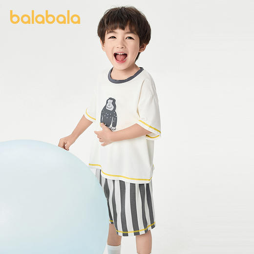巴拉巴拉儿童睡衣套装男童家居服小童大童空调服凉感舒适亲肤卡通 商品图2