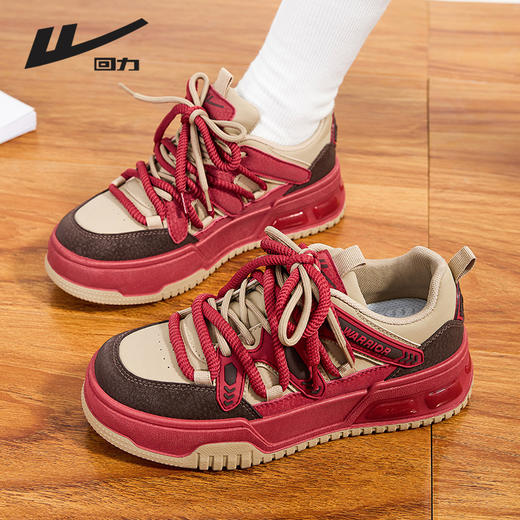 回力女鞋大头运动鞋2024新款潮鞋厚底板鞋女款复古酒红色休闲韩版 商品图2