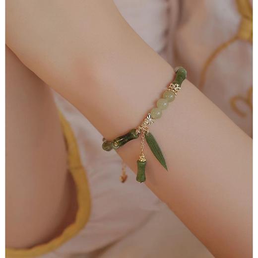 【淮竹爱与美的永恒信物】六鑫珠宝 国风新中式竹节天然和田玉手链 商品图3