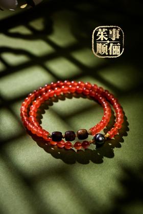 【茱事顺俪】18K黄金沉香南红珍珠手链