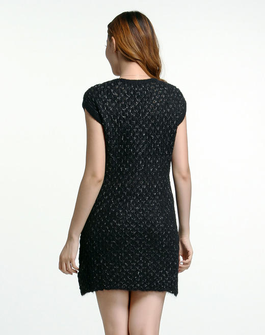 4893915752647  JOAN&DAVID 欧美风黑色银线短袖毛针织衫【长85CM】 商品图2