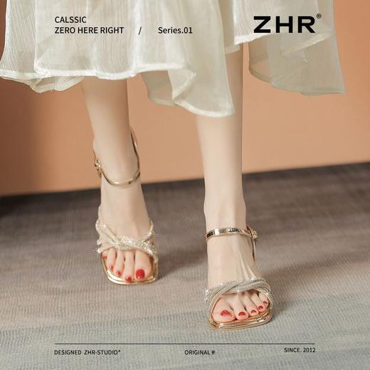 ZHR仙女水钻凉鞋2025夏季新款时尚超仙一字带粗跟凉鞋轻便高跟鞋 商品图7