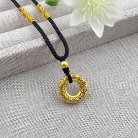 【限时7.5折】【定价黄金】足金 #平安 无氰5D硬金空心挂绳吊坠凤羽平安扣吊坠（含珠子）(AJ5DDZ00006)（预售产品下单后不退款不退货不换货不补差（预售产品下单后不退款不退货不换货不补差