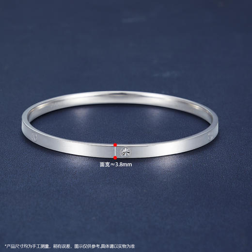 【限时8.8折】【线上铂金馆】PT950 【国际铂金协会】铂金空心(面宽约3.6-4mm)光面米字车花螺丝纹固口手镯(BSZ00089)（预售4-7天发货，一经下单不支持退款） 商品图3