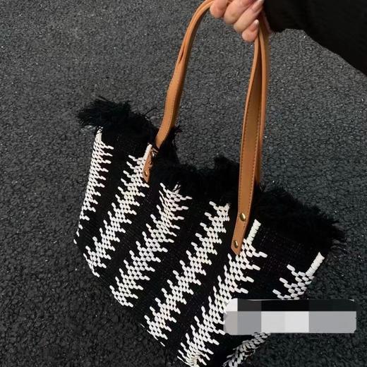 雀说 条纹流苏大容量百搭包帆布包托特包 商品图1