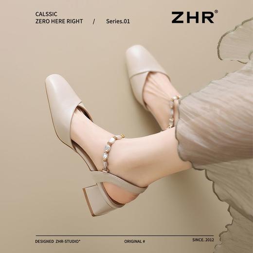 ZHR则则法式包头凉鞋女粗跟夏季仙女风浅口玛丽珍鞋软底凉鞋女 商品图5
