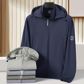 【防晒衣】【DK】大依优型大码防晒皮肤衣加肥加大弹力薄款可拆卸帽外套防晒服男运动跑步夏季冰丝钓鱼夹克衫肥佬休闲