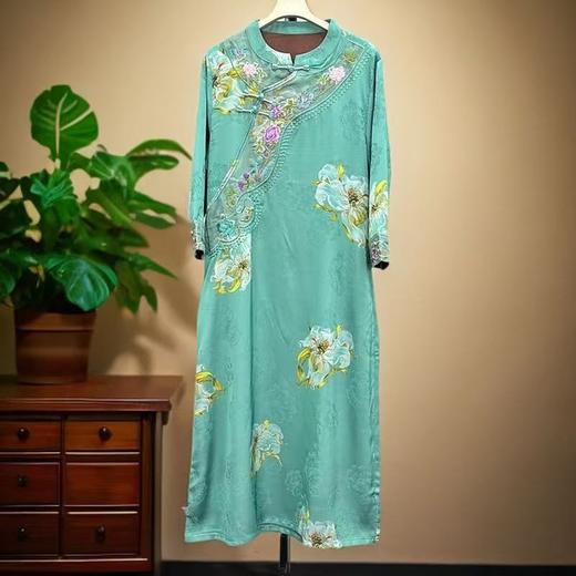 雀说新款改良旗袍裙子老料复古国风刺绣中长款连衣裙AL 商品图3