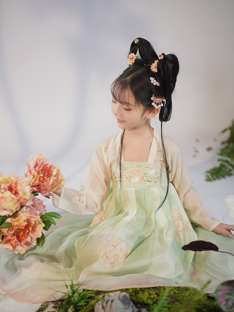 【重回汉唐小锦兔】汉服女童唐制直领对襟衫齐胸衫裙襦裙中国风亲子款夏季