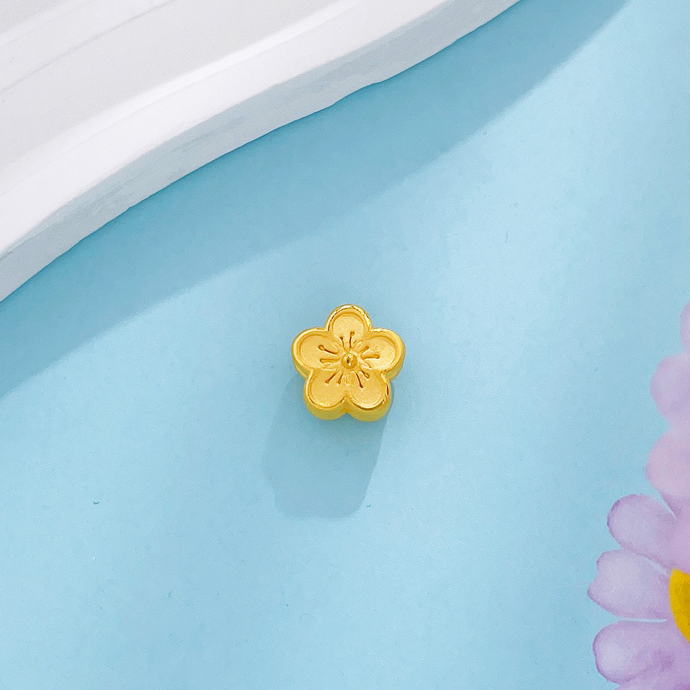 【限时7.5折】【定价黄金】足金  #招桃花  【精品】3D硬金空心双面桃之夭夭小桃花手串配件花形Diy手串配件(AR3DSC00206)（预售产品下单后不退款不退货不换货不补差价）