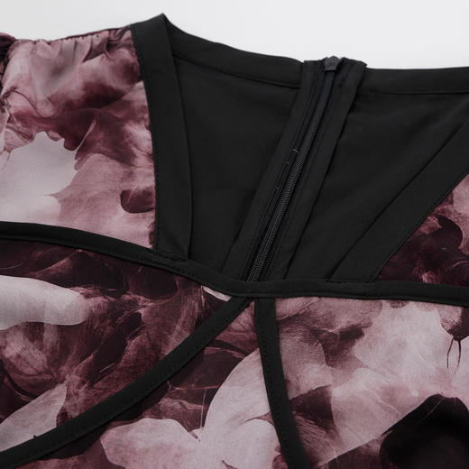 QF831斯尔丽2025夏季新款浪漫分割印花收腰放摆显高显瘦连衣裙 商品图5