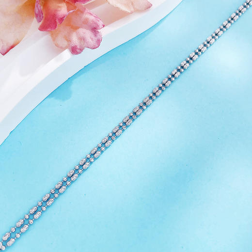 【限时8.8折】【线上铂金馆】PT950 【国际铂金协会】铂金实心调节双排钻石链手链(BSL00272)(预售4-7天发货，一经下单不支持退款) 商品图2