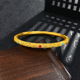 【限时克减150元】足金999.9 #宫廷风 #低温珐琅 古法镂空固口手镯古风花开富贵花丝皇后手镯(ANWZGFSZ00068-1)（预售产品下单后不退款不退货不换货不补差价