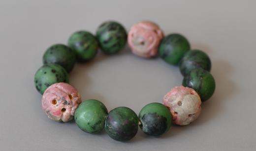 清代碧玺朝珠西瓜碧玺镂空雕花珠手串 商品图0