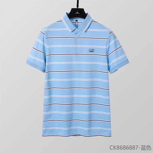 男士条纹短袖t恤透气polo衫翻领半袖上衣男   XLM-CK8686887* 商品图2