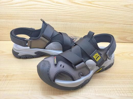 夏季新品豪行14262502纯牛皮平底男士休闲沙滩鞋包头凉鞋 商品图5