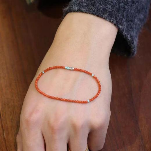 六鑫珠宝 天然南红极细小米珠2mm手串 柿子红国风 商品图0