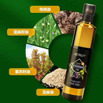 长白工坊 四合一热炒油 亚麻/芝麻/紫苏/核桃 炒菜烹煮食用油255ml  /粮油调味 /食用油 /特色食用油 商品图2