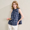 复古格纹绑带蝴蝶结挂脖衬衫女夏季俏皮可爱宽松衬衣V1050637 商品缩略图0