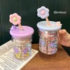 高颜值小花少女水杯带滤网高硼硅玻璃杯耐高温女生办公泡茶吸管杯 茶水分离 伴手礼小礼品 商品缩略图0