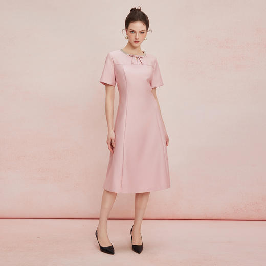 QF879斯尔丽25新款法式优雅丝毛轻礼服宴会着装华丽精致绣珠A摆连衣裙 商品图3