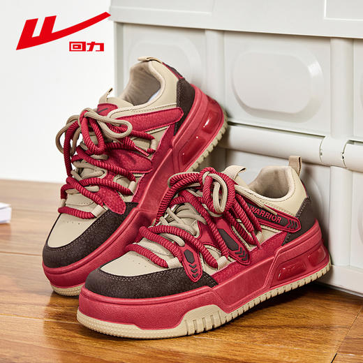 回力女鞋厚底增高板鞋秋冬加绒红色百搭拜年鞋子情侣时尚休闲鞋 商品图2