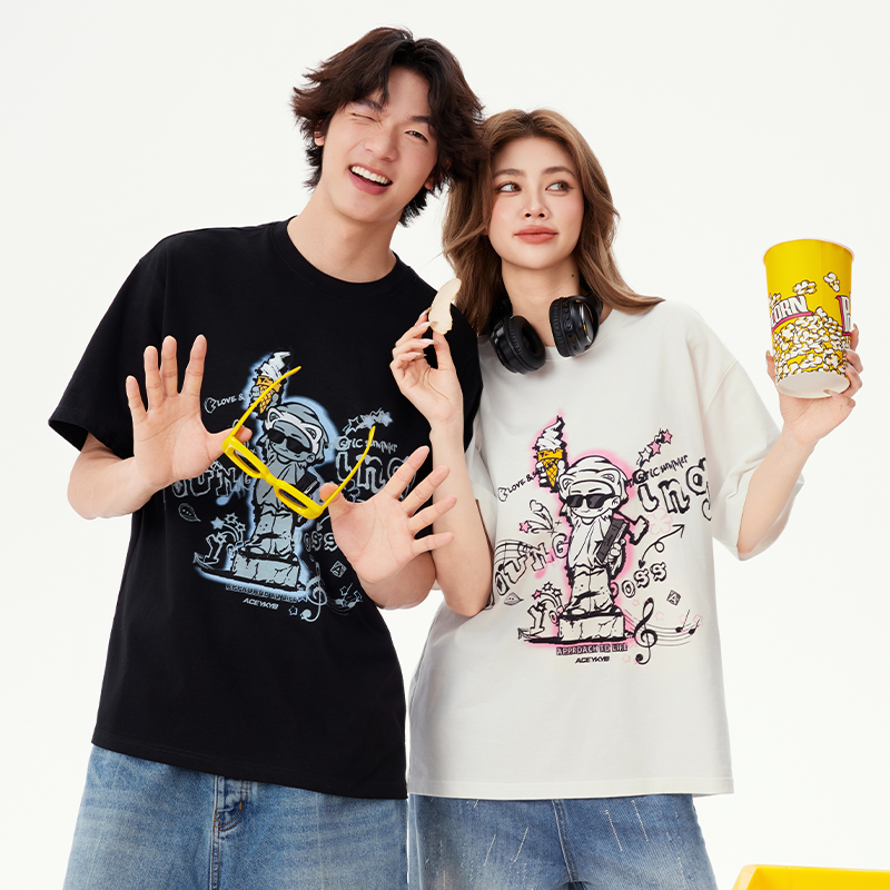 YKYB黄子韬短袖T恤自由女神全棉舒适透气趣味涂鸦氛围感上衣Y52NDT062