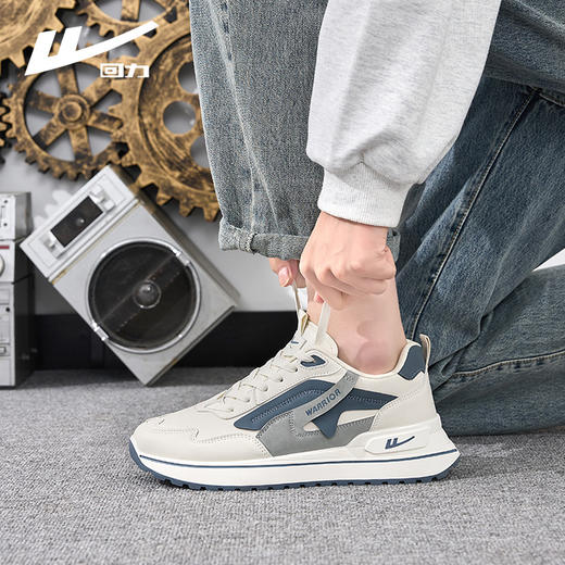 回力运动鞋男鞋皮面2024秋冬新款男款白色软底跑步鞋防泼水休闲鞋 商品图3