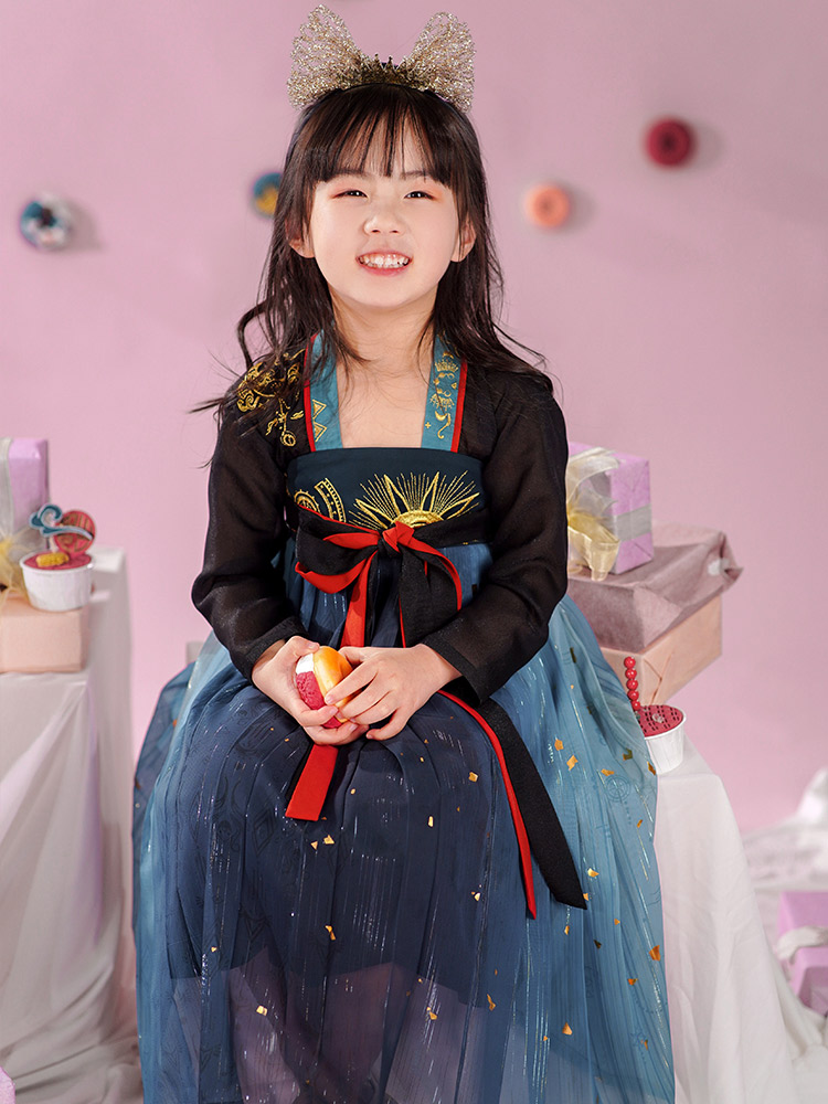 【重回汉唐小南时叙】儿童改良齐胸连衣裙原创汉服女童夏季薄款亲子款