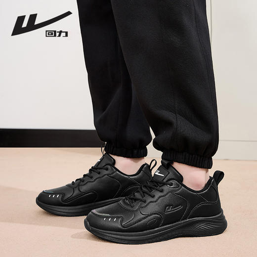 回力男鞋冬季新款加绒运动鞋软底皮面防水跑步鞋黑色保暖休闲鞋子WXY(ZA)-2780 商品图2