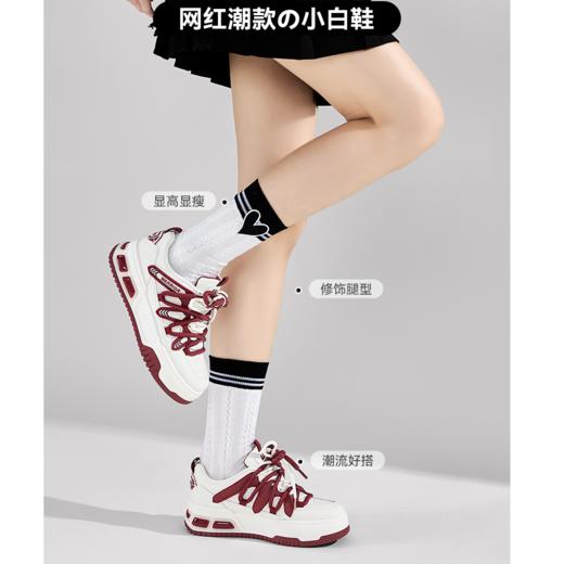 回力女鞋本命年红色2025新款秋冬加绒新年复古厚底百搭运动鞋板鞋WXY(S)-3500L 商品图1
