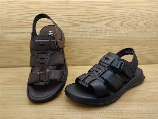 豪行夏季新款正品真皮沙滩鞋休闲舒适露趾男凉鞋14212009 商品图2