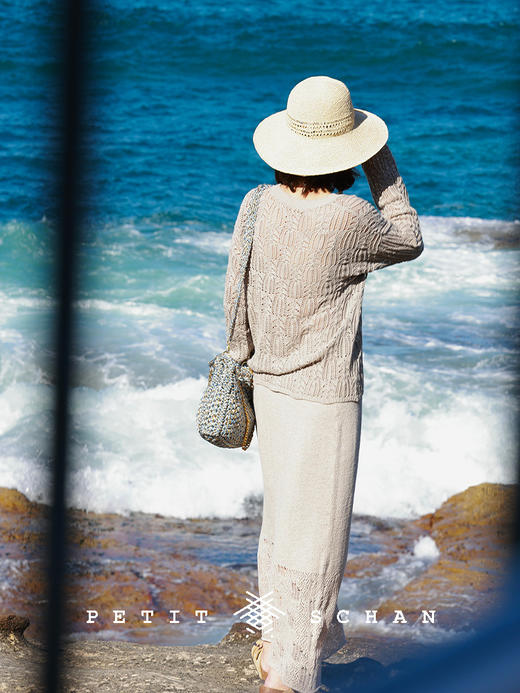 PETIT SCHAN小闪 CLO#803 Shadow Game 光影游戏 亚麻棉镂空针织罩衫 商品图2